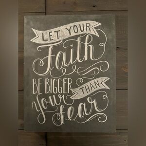 Primitives by Kathy Phillips “Faith Be Bigger” chalk box sign rustic wood decor